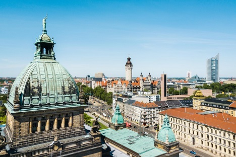 Almanya'daki ilk İngiltere üniversitesi olan Lancaster University Leipzig'in bulunduğu Leipzig şehrinin görüntüsü